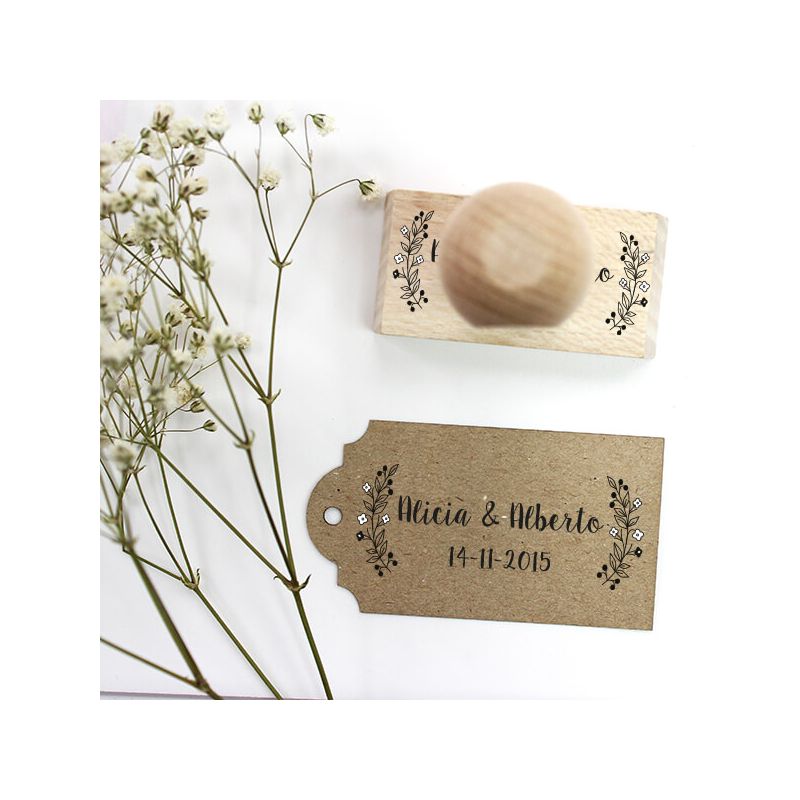  Sello personalizado con estampado floral dibujado a mano con  monograma para fecha, boda, boda, postal, sello de agradecimiento, sello de  huevo : Productos de Oficina
