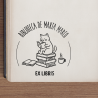 Sello de Ex Libris Diseño Gato Lector | SellosGoma